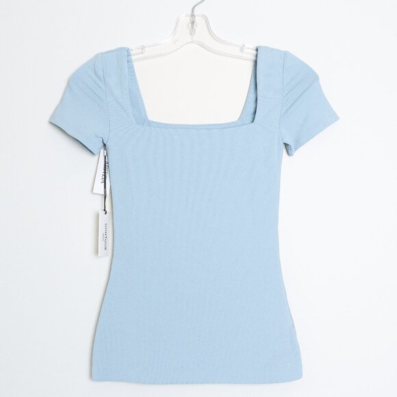 Aritzia Original Contour Squareneck T Shirt Dew Blue Short Sleeve XS - Picture 1 of 13